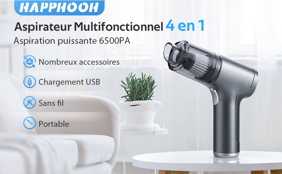 Aspirateur pour Voiture sans fil 4 en 1
